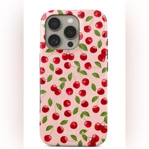 Red and Pink Cherry Pattern iPhone Case with Triple Camera Cutout